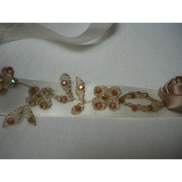 skinny rhinestone lace floral belt sash bridal wedding dress sash belt - Picture 4 of 7